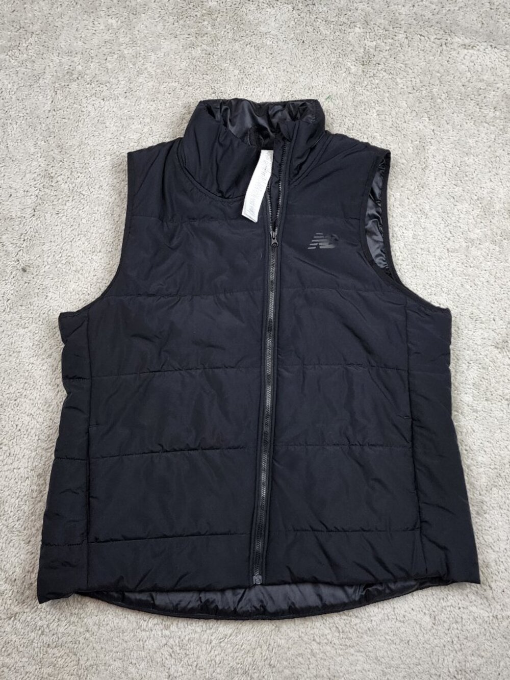 New Balance Men's Black Quilted Insulated Full Zip Stand-Up Puffer Vest XXL 2XL